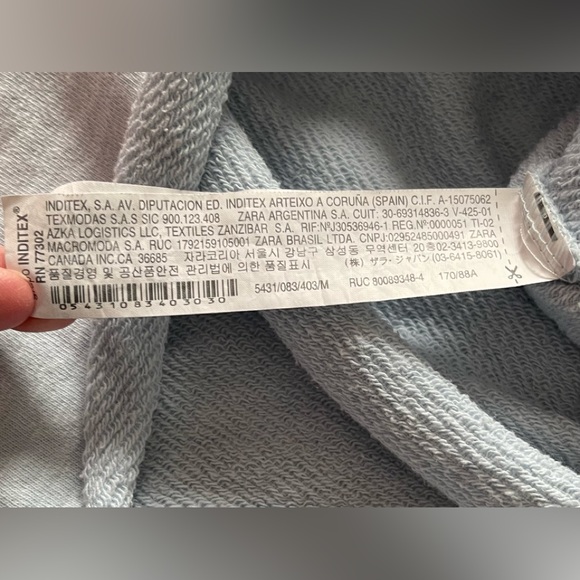 Zara Baby Blue Raw Cut Ruffled Sweatshirt - Picture 7 of 10